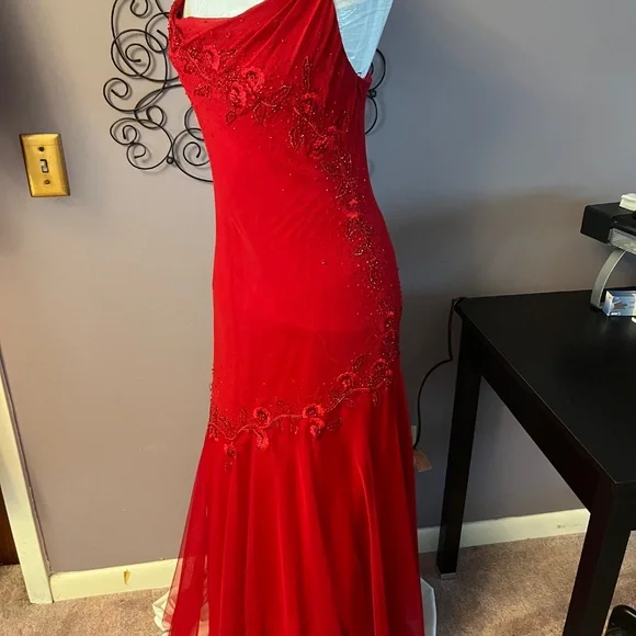 Wrapped in Red Embroidered Gown - Picture 10 of 10